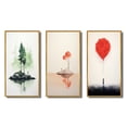 thumbnail image 2 of Designart "Tender Red Serenity Minimal Watercolor I" Abstract Landscape Framed Wall Art Set Of 3 - Pink Abstract Landscapes Frame Gallery Wall Set For Home Decor, 2 of 6