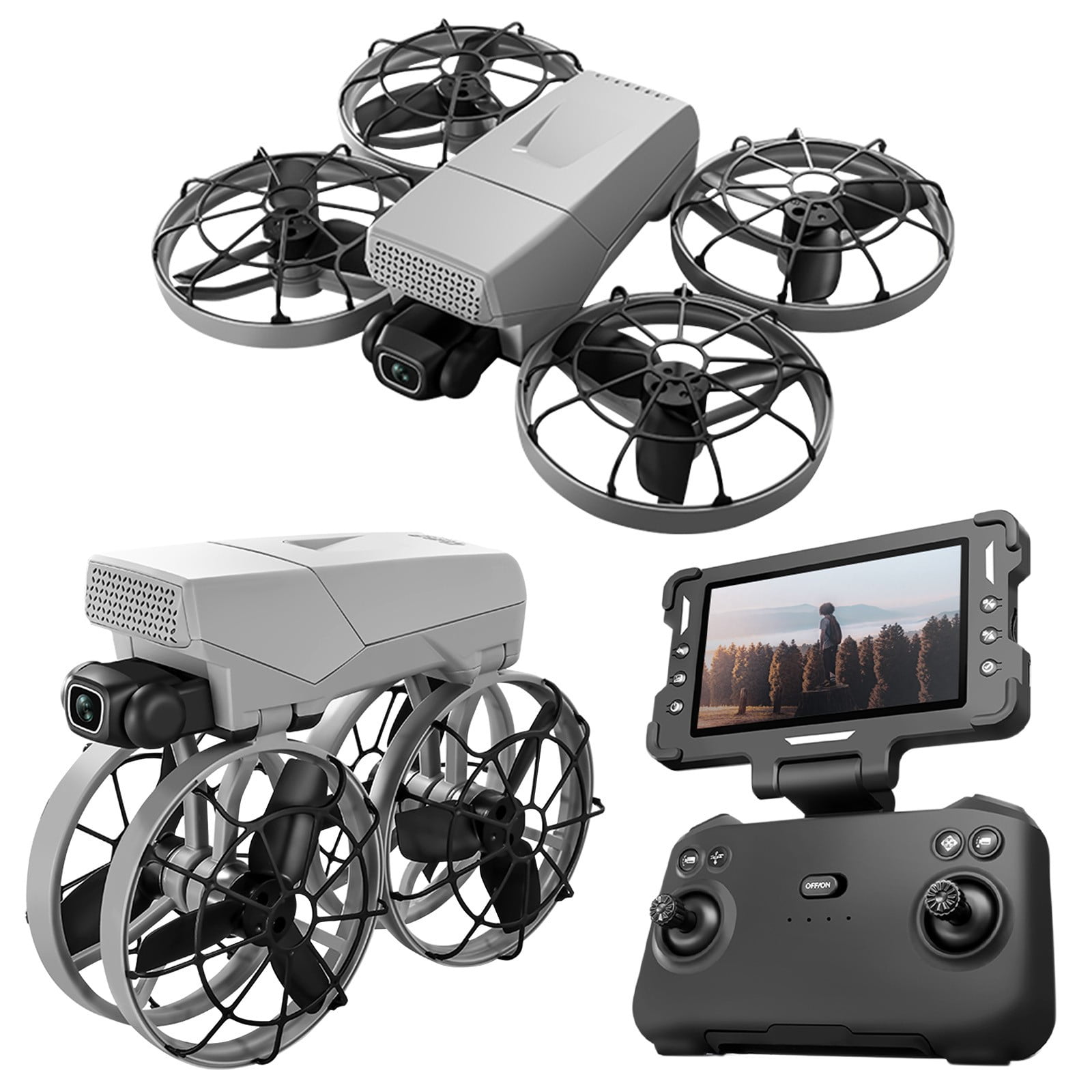 Drone with Screen Remote Control, Brushless Motor And Cool LED Lights Drones, 2.4G RC Quadcopter Obstacle Avoidance