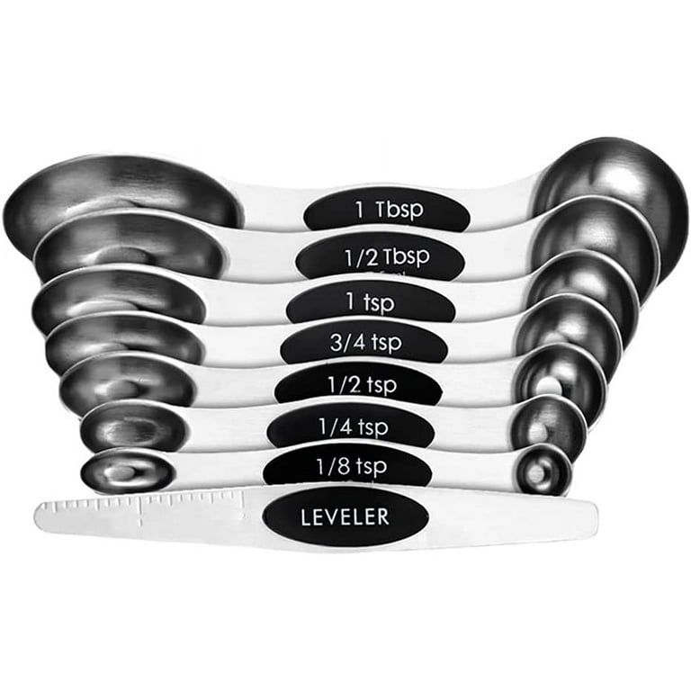 7pcs Magnetic Measuring Spoons Dual Sided Stainless Steel Kitchen Spoon  Leveler