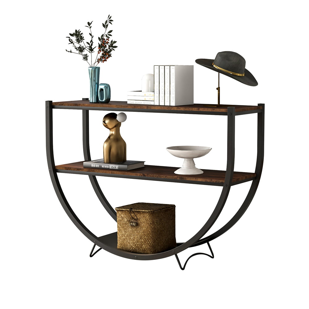Semicircle Console Table Metal Frame Modern Industrial Hall Table 3 ...