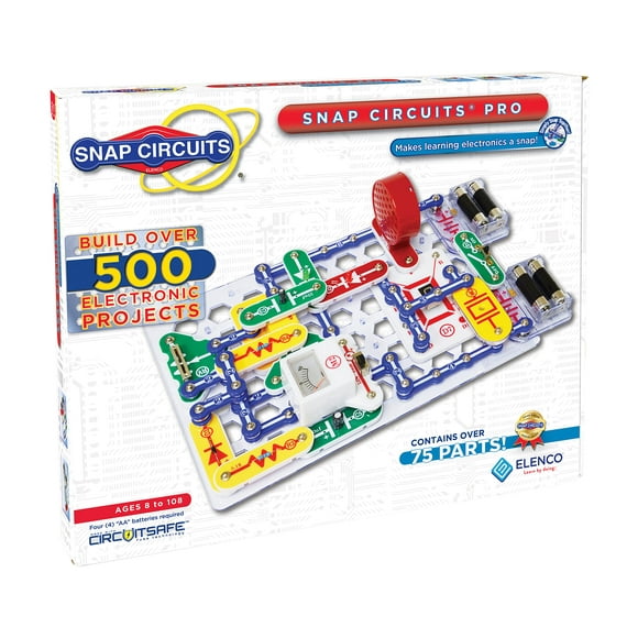Snap Circuits Pro SC-500 Kit d'Exploration Électronique Plus de 500 Projets Manuel de Projet en Couleur 73 + Pièces Snap Circuits Jouet Éducatif pour Enfants 8 +