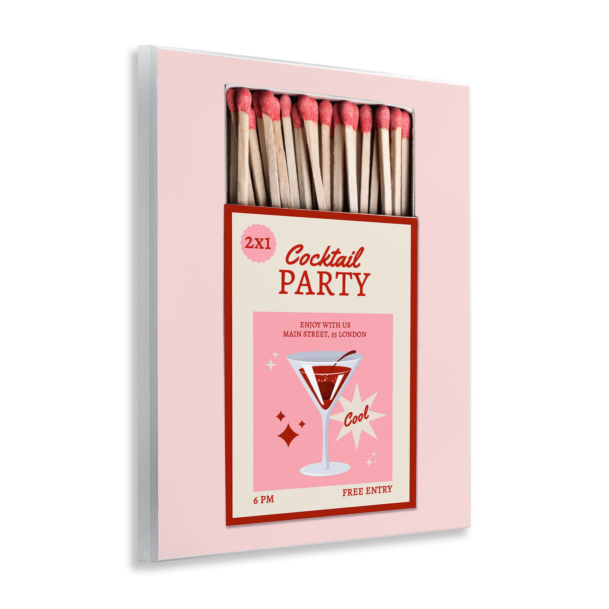 Stupell Industries Cocktail Party Matchbox Wall Plaque Art, design by CAD Designs