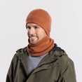 thumbnail image 2 of Couples Plush Knit Beanie Set - Cotton Lined Hat And Neck Warmer Combo, Winter Warm Stocking Stuffers, For Outdoor Cold Weather Activities, 2 of 6