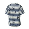thumbnail image 6 of Lsque Anchors And Steering Wheel print Men's Cuban Collar Short Sleeve Shirt Summer Beachwear Casual Button Down Fashionable Vacation Leisure Shirt-Small, 6 of 7