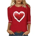 thumbnail image 2 of Craaazy Fashion Women's Valentines Cozy Round Neck Tops 3/4 Sleeve Casual Shirts Gifts, 2 of 5