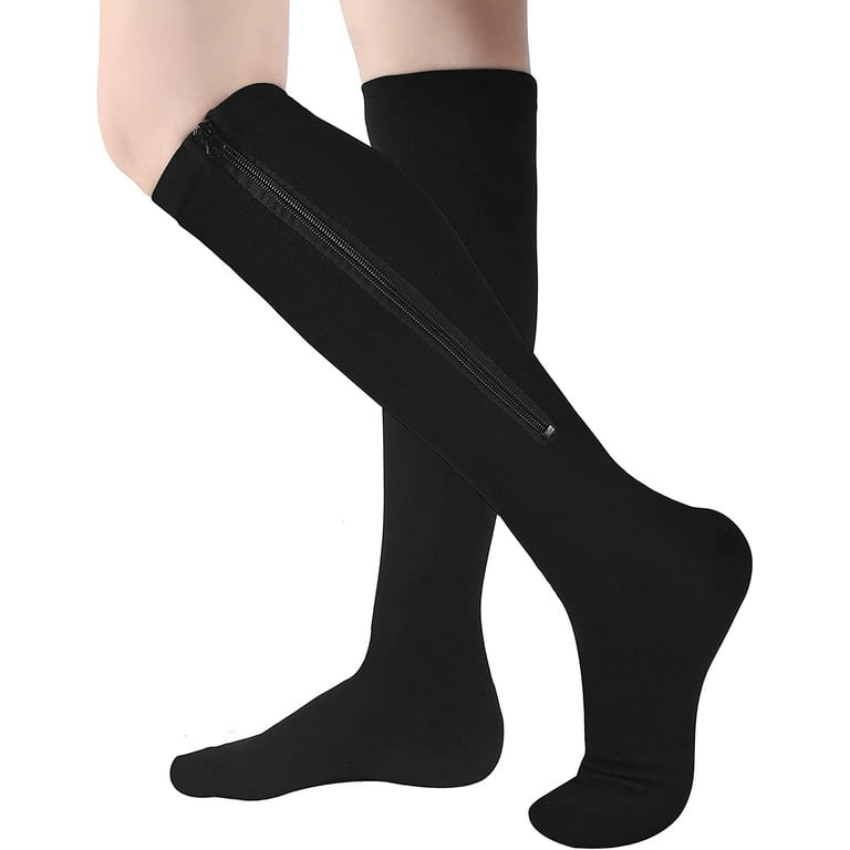 Zipper Compression Socks Women & Men - 2Pairs Calf Knee High 15