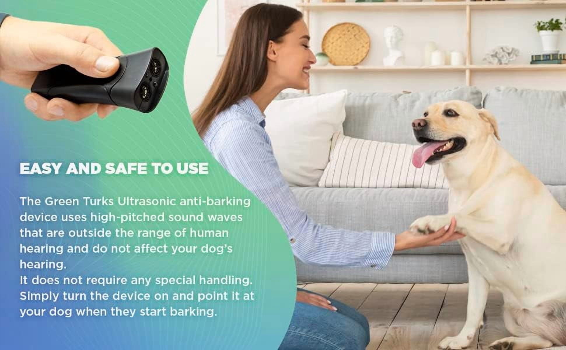 Petgentle Handheld Dog Bark Deterrent - Ultrasonic Anti Barking Device with LED, Safe Dog Training Tool, Bark Collar Alternative, Stop Barking Indoors & Outdoors Up to 50 ft Range