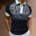 thumbnail image 2 of YDLCAFD Men's Spring and Summer Slim Zipper Collar Shirt Printing Top Lapel Multicolor Printing Short Sleeve Top Blouse, 2 of 3