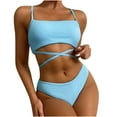 thumbnail image 4 of REORIAFEE Women's Sexy Bikini Set Swimsuit Fashionable Swimwear Two Piece Swimwear Beachwear Set Blue S, 4 of 6