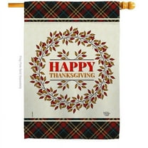 Ornament Collection H192257-BO 28 x 40 in. Thanksgiving Wreath House Flag with Fall Double-Sided Decorative Vertical Flags Decoration Banner Garden Yard Gift