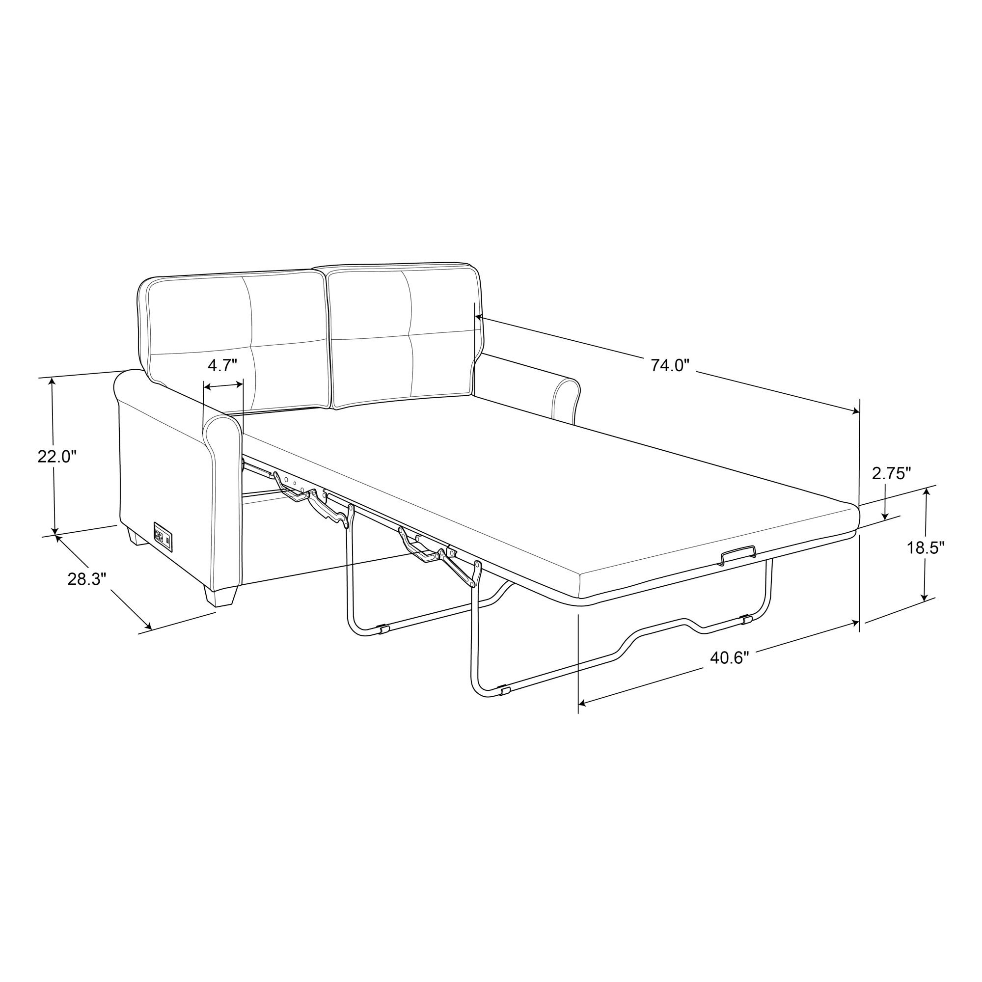 Mainstays Traditional Loveseat Sleeper with USB, Oat, 2 Seaters, Living Room - image 3 of 10