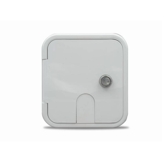 B&B Molders Entrée d'Eau Fraîche 94225 Utilisée pour Système d'Eau Fraîche RV; Trappe Verrouillable avec Serrure à Clé Identique; Blanc Polaire; Résistant aux UV et aux Chocs; Certifié IAPMO/NSF/CSA/TEI; avec Kit d'Installation