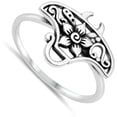 thumbnail image 4 of Hibiscus Flower Hawaiian Sting Ray Ring .925 Sterling Silver Band Jewelry Female Male Unisex Size 6, 4 of 4