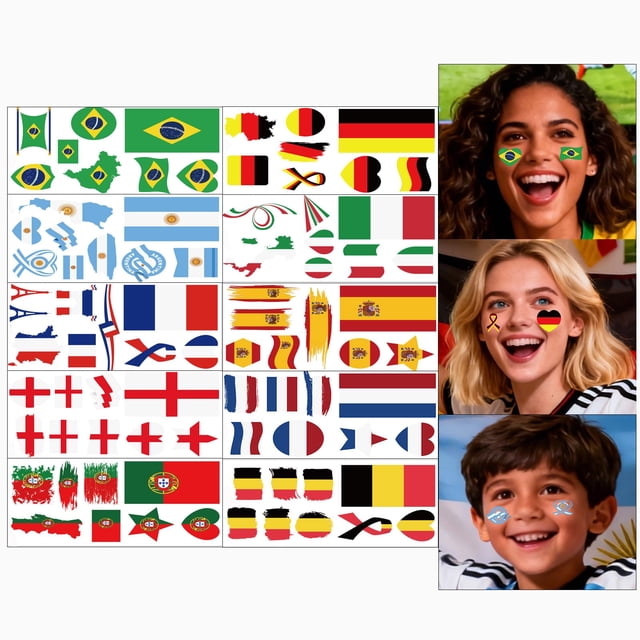 BLGTGH Tatuajes temporales impermeables del Mundial de fútbol 10