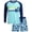 Turquoise/Navy Hibiscus, variant on Quad Seven Boys' Rash Guard Set - 2 Piece Long Sleeve Rash Guard & Swim Shorts for Boys (5-12)