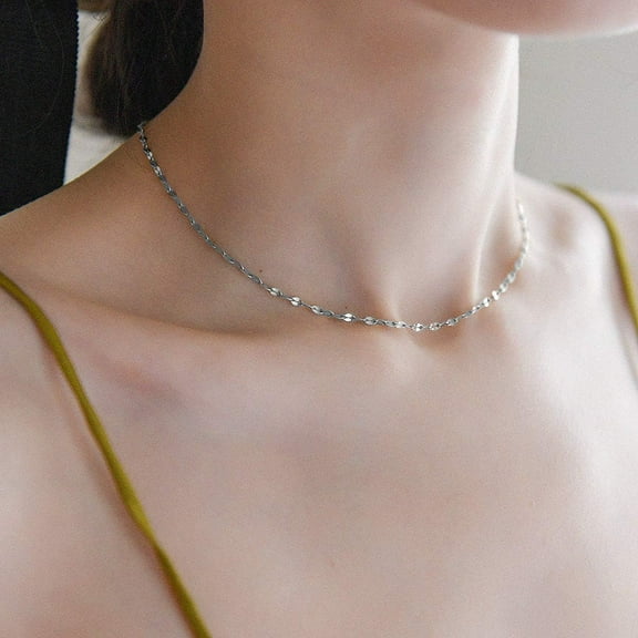 S925 Sterling Silver Dainty Simple Choker Necklace,Rolo Chain,Adjustable 13 Inches To 16 Inches[o1548]