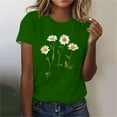 thumbnail image 2 of HAPIMO Women' Plus Size Round Neck Tees Flower Graphic Casual Loose Bsaic Tees Fashion Clothes Summer Tops for Women Elegant Blouses Dressy Tunic Green S, 2 of 4