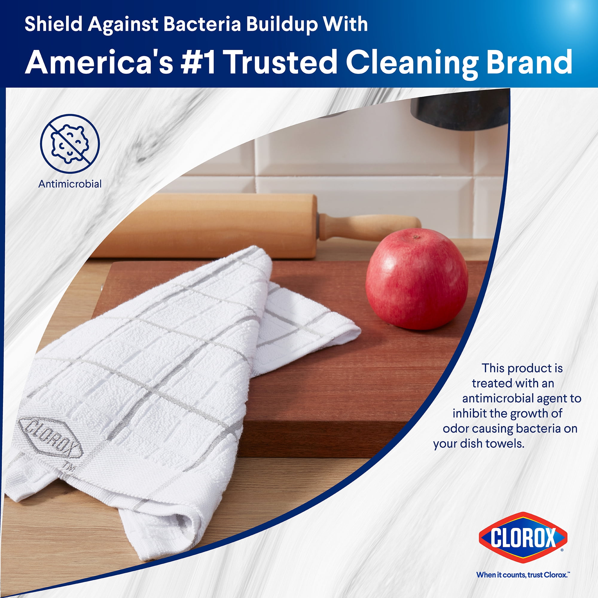 (2 pack) Clorox Cotton Kitchen Towel 1 Pack, Absorbent for Cooking, Drying Dishes, Cleaning - (26" x 16") Gray