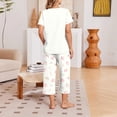 thumbnail image 6 of LIZUOJUN Soft Comfortable V Neck Pajamas for Women Short Sleeve Capri Pants Floral Print Soft Sleepwear Loungewear 2 Piece PJ Set Summer Spring Warm Weather - S, 6 of 6