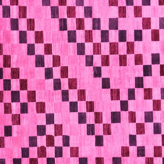 Ahgly Company Indoor Square Checkered Pink Modern Area Rugs, 8' Square