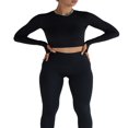thumbnail image 1 of Ladies‘ Thumb Hole Long Sleeve Yoga Shirt with Cropped Design for Workouts, 1 of 6