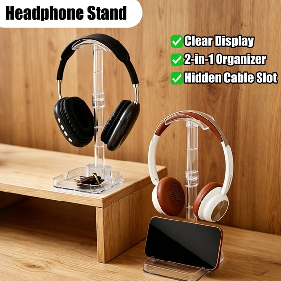 Headphone Stand, Multi-Functional Desk Storage Box with Universal Headset Holder and Cable Management, Device for Gaming Desk Organizer, AKLJWH