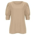 thumbnail image 4 of XIAOCHA Women's Puff Sleeve Round Neck T-Shirt for Everyday Casual Wear and Comfortable Commuting Outfits, 4 of 4