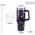 thumbnail image 3 of 40oz Skull Tumbler with Lid & Straw; Stainless Steel Insulated Halloween Cup; Leak Proof, Reusable; Skull & Floral Design; Halloween Gift for Women, 3 of 6