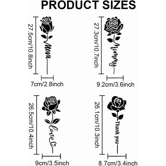 2pcs Roses Mother's Day Stencils 11.8×11.8/11.7×8.3inch 5 Styles Rose Flower Template with Paint Brush Mom Love You Thank You Drawing Stencil for Canvas Wall Floor Decor DIY Art Crafts Decor