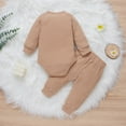 thumbnail image 2 of EIMELI Newborn Baby Girls Fall Winter Clothes Set Ribbed Knit Long Sleeve Romper Tops Pants 2PCS Outfit Yellow 9-12 Months, 2 of 8