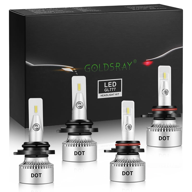 GOLDSRAY H4 LED Headlight Bulbs DOT Compliant 60W 12000 Lumens 200% Super  Bright Cool White High/Low Beam HB2 9003 LED Bulbs with 12000RPM Turbo Cool  Fan Plug and Play Pack of 2 