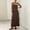 Dark Brown, variant on Morttic Women's Summer Casual Strap Square Neck Maxi Dress – Contrast Trim Lace Up Off-Shoulder Style Flowy Long Dress Black，XL