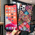 thumbnail image 7 of Compatible with iPhone 12 Pro Max 6.7 Inch Square case with Ring Holder for Women Girls Elegant Retro Flower Soft Metal Edge Reinforced Corners Shockproof Kickstand Protective Cover Case, 7 of 7