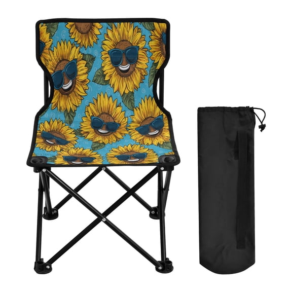 Folding Chair Camping Chair For Camping Picnicking Outdoor Beach and Travel Sunglasses Smiley Sunflowers