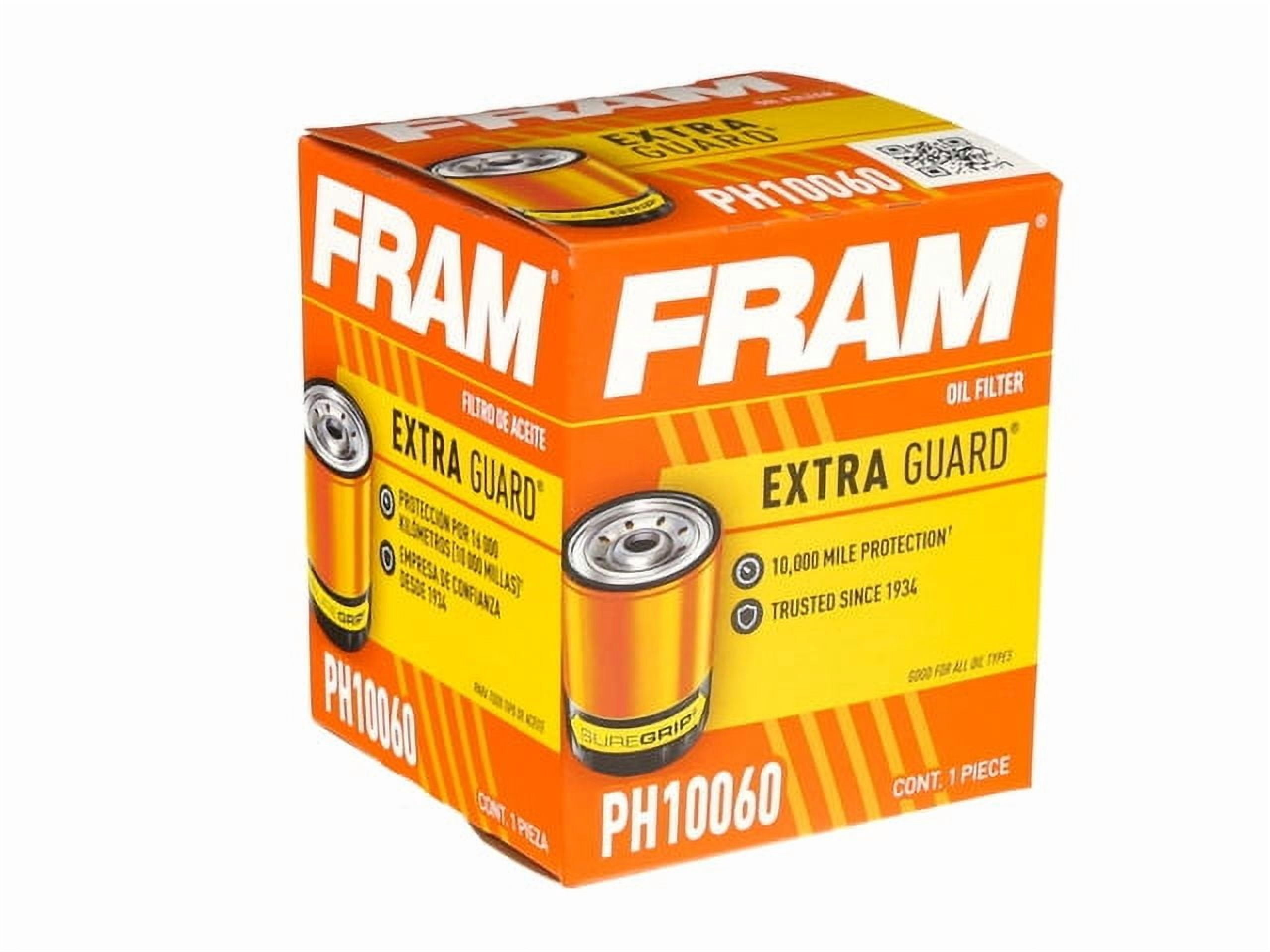 (2 pack) FRAM Extra Guard Oil Filter, PH10060, 10K Miles, Replacement Oil Filter Fits Select Vehicles