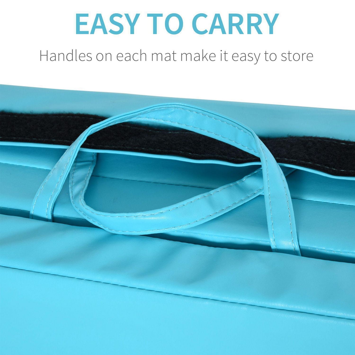 Soozier Tapis de gymnastique en PU Tapis d'étirement Yoga Sport Tumbling Bleu clair