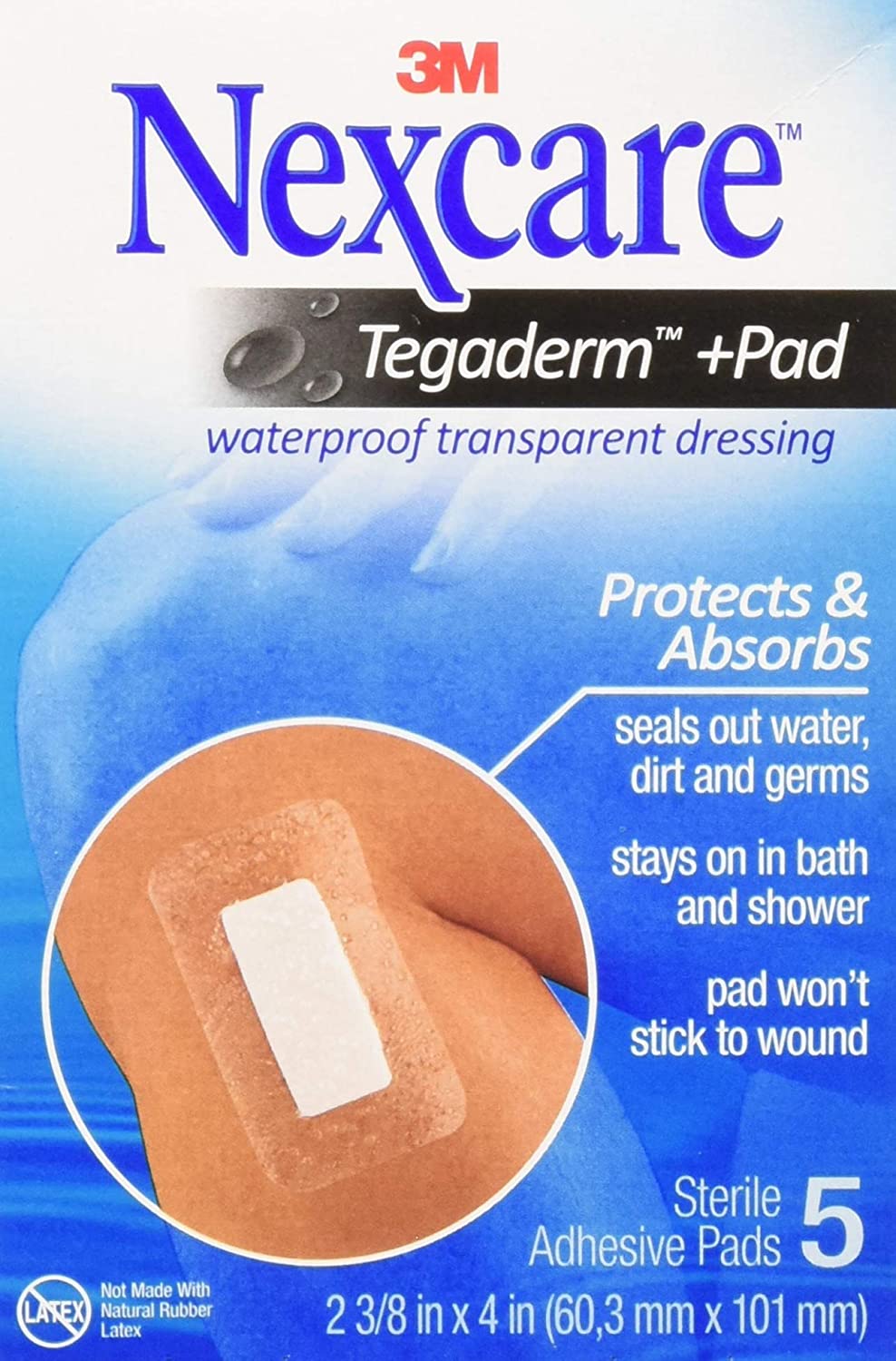 Nexcare Absolute Waterproof Adhesive Dressing With Pad 2.4 x 4 Inches