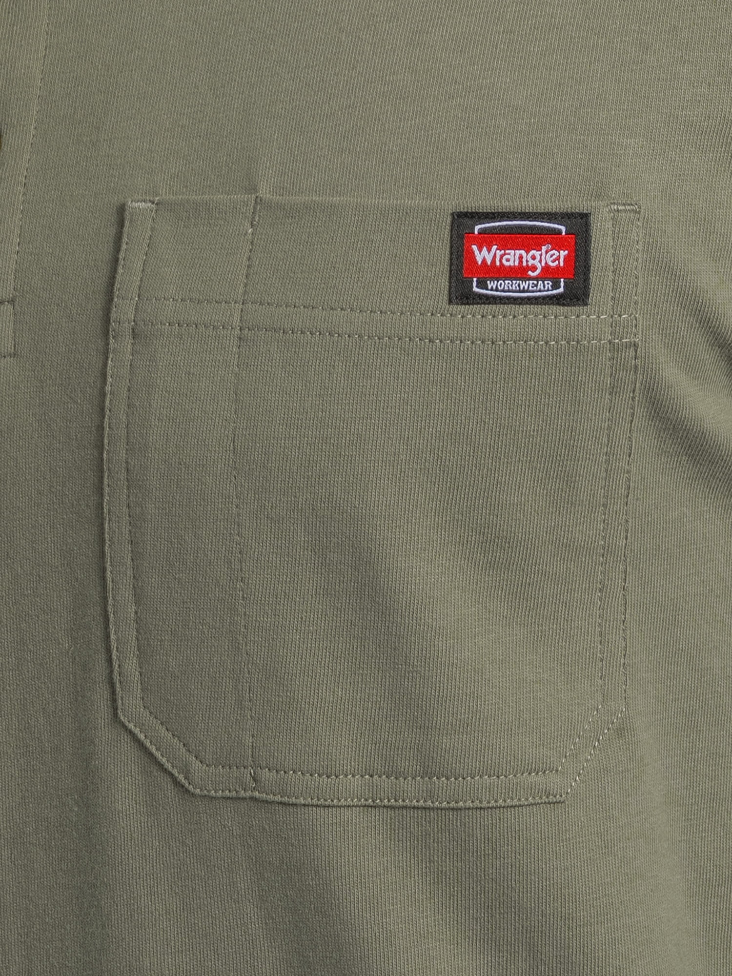 Wrangler Workwear Men's Heavyweight Long Sleeve Henley Pen Pocket Shirt, Size S-3XL