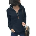 thumbnail image 2 of Futezty Womens Fashion Quarter Zip Stand Sweatshirts Long Sleeve Plain Casual Ladies Pullovers Shirts Tops, 2 of 5