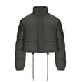 thumbnail image 5 of ZQUUVOU Women's Winter Croppped Puffer Jacket Solid Color Short Padded Coat Zipper Casual Jacket Warm Fashion Outerwear Black, 5 of 7
