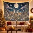 thumbnail image 3 of Deer Family in a Moonlit Wildflower Meadow, Dreamy Celestial for Wildlife Fans, Nature Inspired Decor, Housewarming Gift, Tapestry Wall Hanging for Bedroom and Living Room, 3 of 7