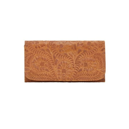 American West 6615282 Ladies Tri-Fold Wallets, Golden Tan