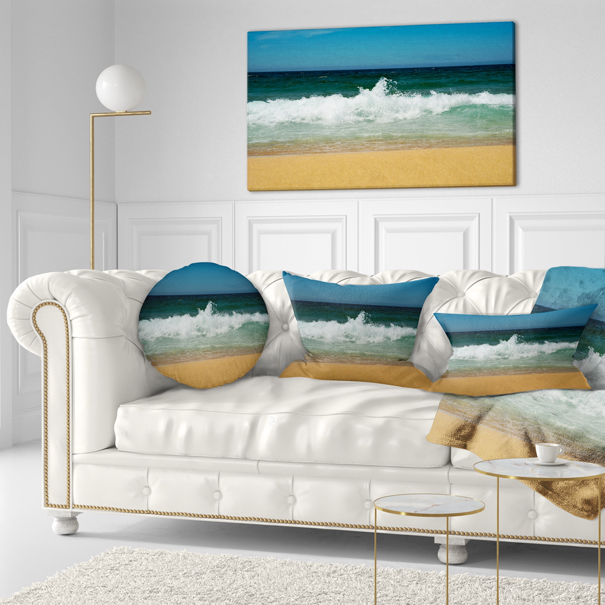 Designart 12" x 20" Blue Polyester Throw Pillow