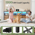 thumbnail image 4 of EnHomee Metal Bed Frame Queen with Headboard Metal Bed Frame with 4 Storage Drawers & 2-Tier Shelf & LED Light & Charge Station,Rustic Brown, 4 of 9