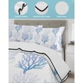 thumbnail image 3 of Full Size Quilt Bedding Set, Coastal Blue Coral Reversible Summer Quilt 3 Pieces, Nautical Ocean Seaside Beach Lightweight Bedspreads Coverlets with 2 Pillow Shams for All Seasons, 3 of 5