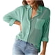 thumbnail image 2 of ICHUANYI Clearance Women Casual Fashion Sleeve Turndown Collar Button Print Blouses T-shirt(Green, XL) ICHUANYI WER2023081402114, 2 of 6
