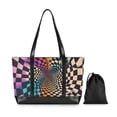 thumbnail image 7 of FORMRS Canvas Laptop Tote Bag for Women with 15.6" Computer Compartments Shoulder Handbag, Beige Wavy Plaid, 7 of 7