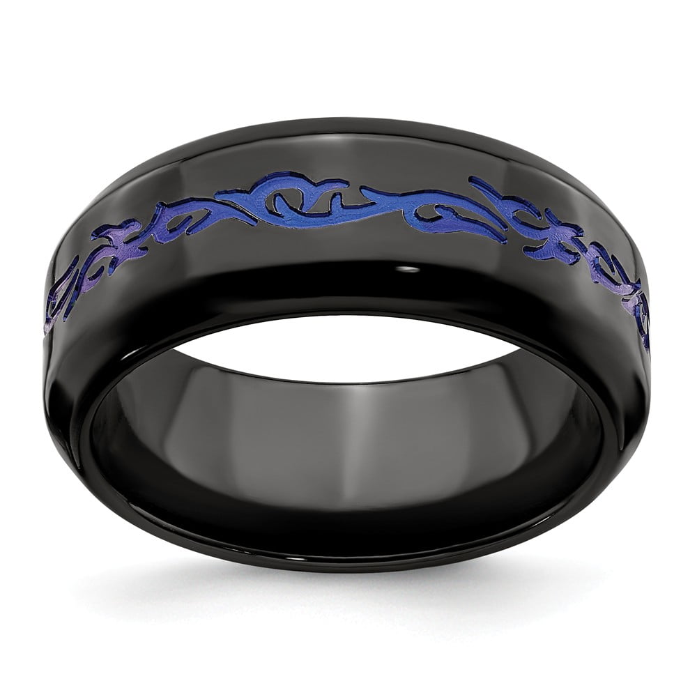 9mm Width Titanium steel Men wedding rings black enamel high polished Women ring 