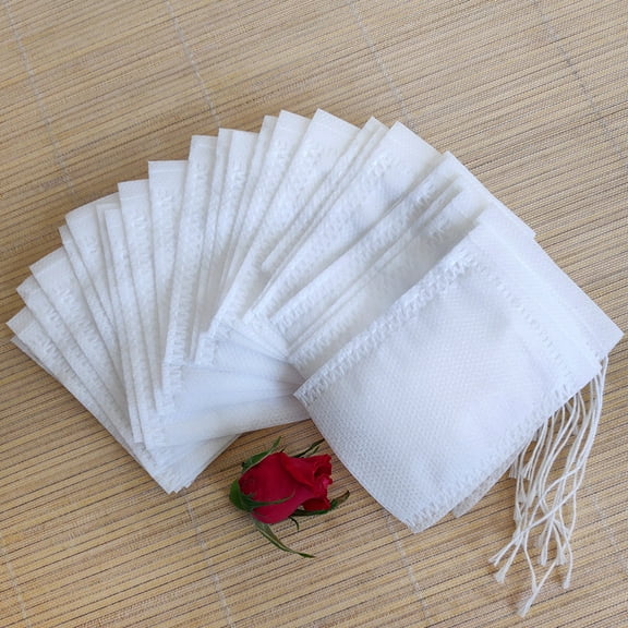 100-Piece Fabrics Tea Infuser White 7.5x5.5x5cm，Tea Bags for Loose Leaf Tea,Empty Tea Bags,Disposable Fillable Teabags,Tea Filter Bags for Loose Tea