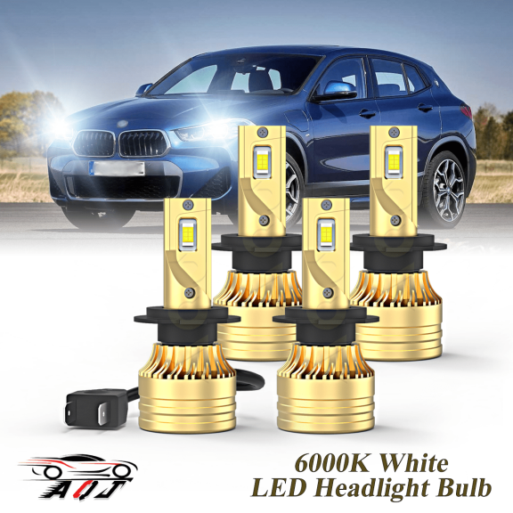LED Headlight Bulb Combo for BMW X2 2018 2019 2020 - 100,000LM Super-Bright 6000K White, Plug & Play, Pack of 4